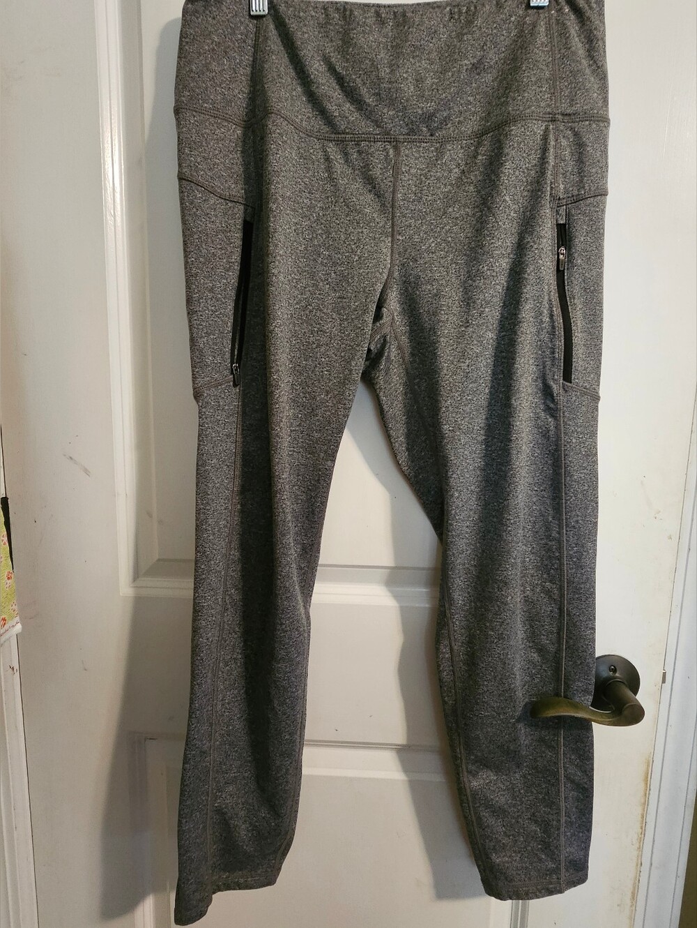 RBX Heather Gray High-Rise Leggings with Side Zip Pockets